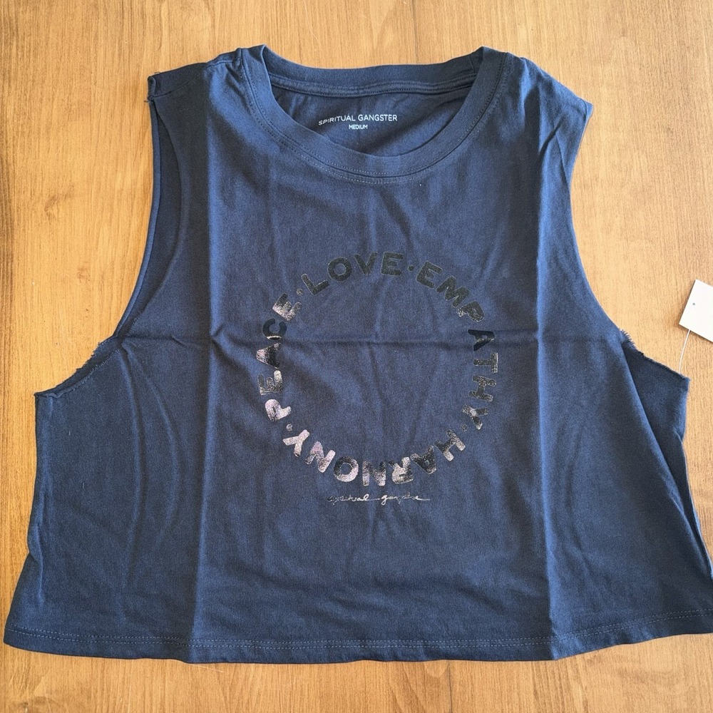 NEW Spiritual Gangster Women's Harmony Callie Crop Tank Med Vintage Black